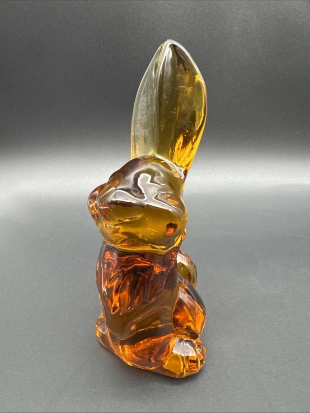 Vintage Viking Glass Amber Thumper Rabbit Bunny Figurine Fall Decor READ